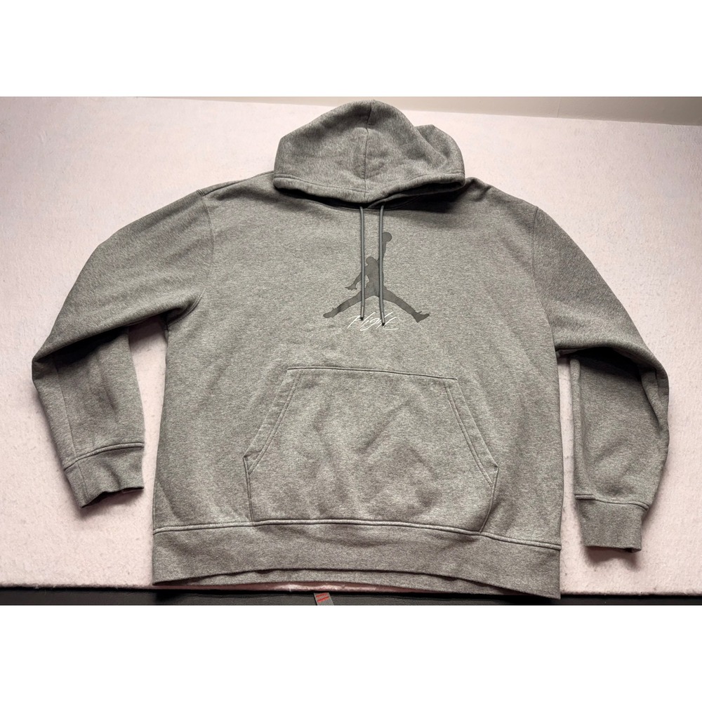 Jordan Flight Essentials Hoodie Mens XL Gray Fleece Pullover FD7545-091